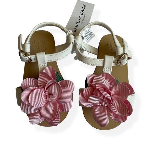 Janie and Jack Other - NEW Janie and Jack Bunny Pink Flower Sandals Girls 5